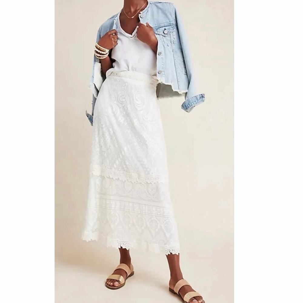 Farm Rio X Anthropologie Stacie Lace Maxi Skirt NWT Large